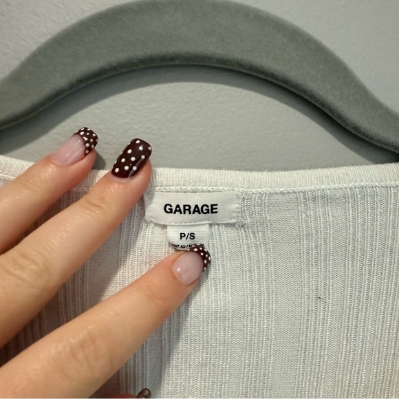 Garage White Ribbed Button-Up Cardigan - Picture 3 of 3